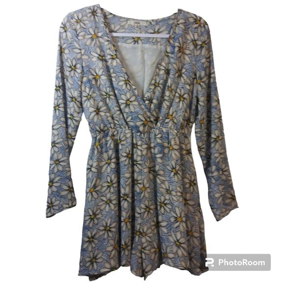 Into Blue Floral Daisy Print Long Sleeve Dress Size 8 - Picture 1 of 7